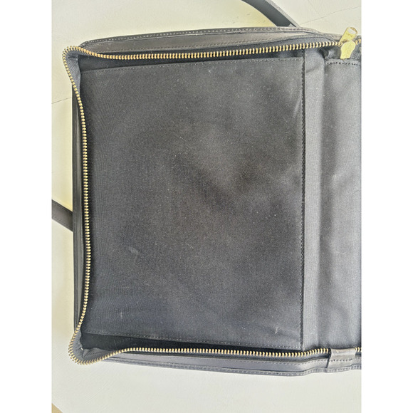 Vintage Georgetown Leather Design Satchel Briefcase Black Zipper - Picture 3 of 7